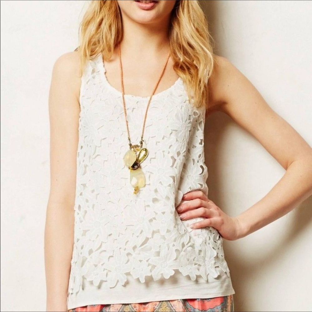 Anthropologie Sunday in Brooklyn lace flower tank